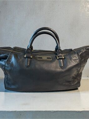 DKNY Black Leather Satchel with Dual Handles